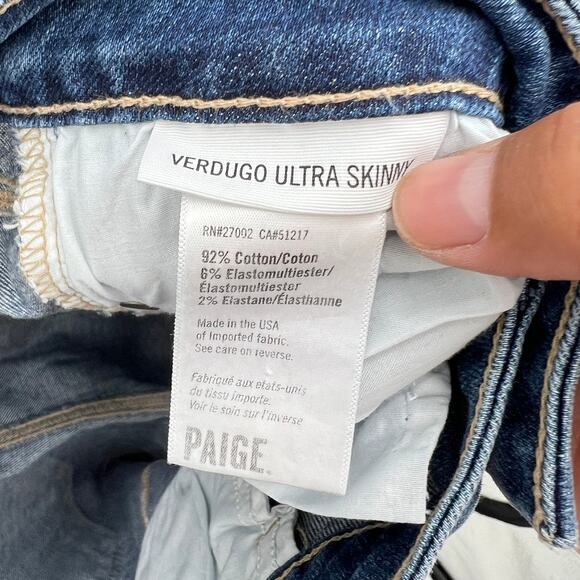 Paige Verdugo Ultra Skinny Studded Women's 28  Blue Denim Skinny Jeans - Picture 9 of 14